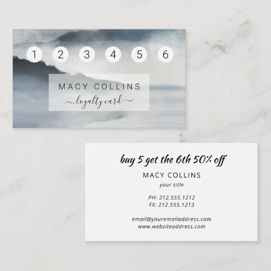 Blauwe slechte waterverf bergen een troutekaart visitekaartje (Voorkant / Achterkant)