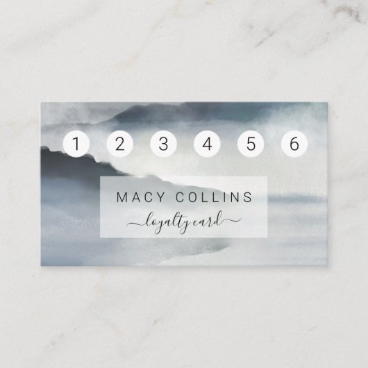 Blauwe slechte waterverf bergen een troutekaart visitekaartje (Voorkant)