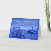 Blauwe slee op Ice Prettige feestdagen Kaart Sjabl (Voorkant)