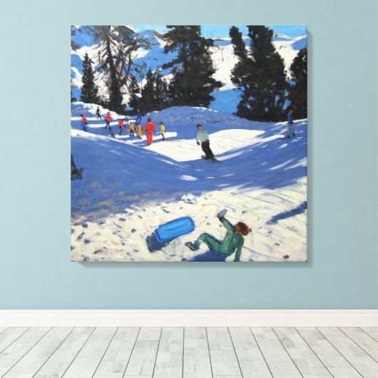 Blauwe sleeplap canvas afdruk (Insitu (Houten vloer))