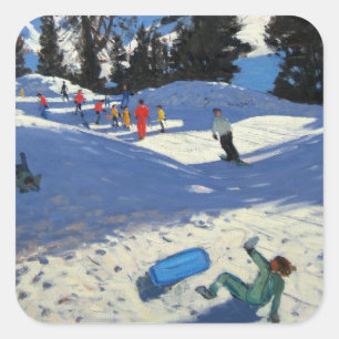 Blauwe sleeplap vierkante sticker