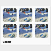 Blauwe sleeplap vierkante sticker (Vel)