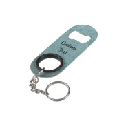 Blauwe Sleutelhanger flesopening voor blauw-grijs Mini Flessenopener (Achterkant Gekanteld)