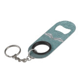 Blauwe Sleutelhanger flesopening voor blauw-grijs Mini Flessenopener (Voorkant Gekanteld)