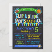 Blauwe Slip & Slide Sport Verjaardag Zomerfeest Kaart (Voorkant)