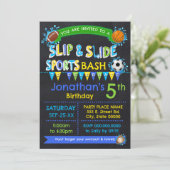 Blauwe Slip & Slide Sport Verjaardag Zomerfeest Kaart (Staand voorkant)