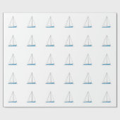 Blauwe Sloop-zeilboten Cadeaupapier (Vlak)