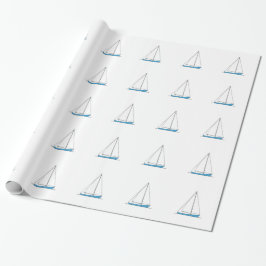 Blauwe Sloop-zeilboten Cadeaupapier