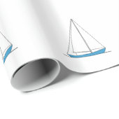 Blauwe Sloop-zeilboten Cadeaupapier (Rol Hoek)