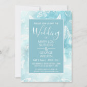 Blauwe Smokey Marble Butterflies Wedding Kaart (Voorkant)