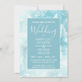 Blauwe Smokey Marble Butterflies Wedding Kaart