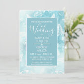 Blauwe Smokey Marble Butterflies Wedding Kaart (Staand voorkant)