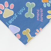 Blauwe smoochy pooch fleece deken (Hoek)