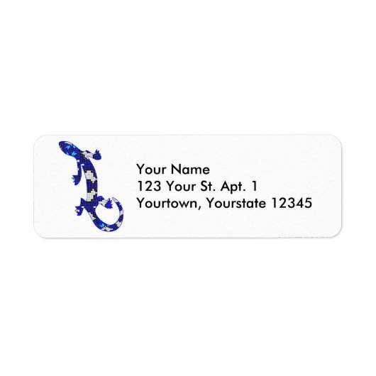 Blauwe Snake Skin Lizard Adres Label (Voorkant)