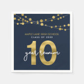 Blauwe snaren van lichten 10 jaar klasse reünie servet (Voorkant)