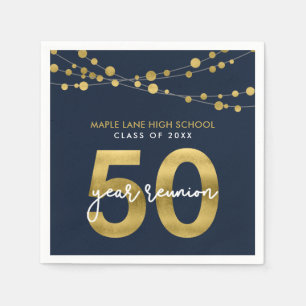 Blauwe snaren van lichten 50 jaar klasse reünie servet