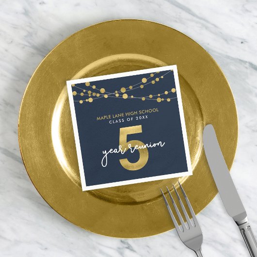 Blauwe snaren van Lichten 5 Jaar Klasse Reunion Servet