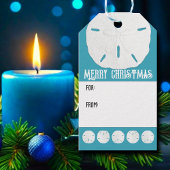 Blauwe snars met kerstmis cadeaulabel