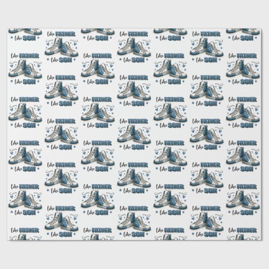 Blauwe Sneakers als vader, als zoon Cadeaupapier (Vlak)
