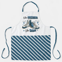 Blauwe Sneakers als vader, als zoon Schort