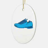 Blauwe Sneakers Keramisch Ornament (Links)