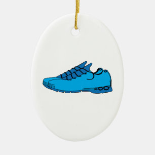 Blauwe Sneakers Keramisch Ornament