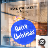 Blauwe sneeuw afgetopte kerstversiering raamsticker (Cafe Raam)