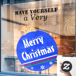 Blauwe sneeuw afgetopte kerstversiering raamsticker