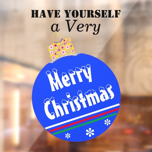 Blauwe sneeuw afgetopte kerstversiering raamsticker (Vel 2)