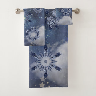 Blauwe sneeuw bad handdoek