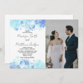 Blauwe sneeuw bruiloft uitnodigingen met foto (Voorkant / Achterkant)
