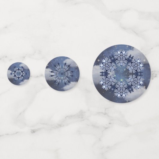 Blauwe sneeuw confetti (Achterkanten)