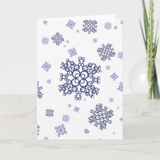 Blauwe Sneeuw Feestdagen Kaart (Voorkant)