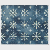 Blauwe sneeuw flex patroon Kerstmis Cadeaupapier (Vlak)
