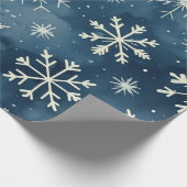 Blauwe sneeuw flex patroon Kerstmis Cadeaupapier (Hoek)