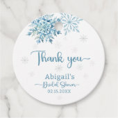 BLAUWE SNEEUW IN LIEFDE BRUIDSSCHMAUS BEDANKJES LABELS (Voorkant)