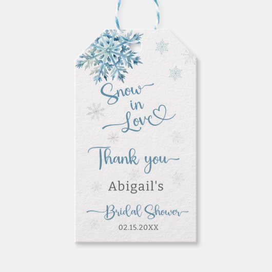 BLAUWE SNEEUW IN LOVE BRUIDSSCHOONMAAKFEest Cadeaulabel (Voorkant)