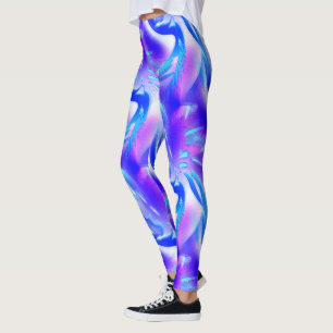 Blauwe sneeuw met digitale groeven op roze textuur leggings