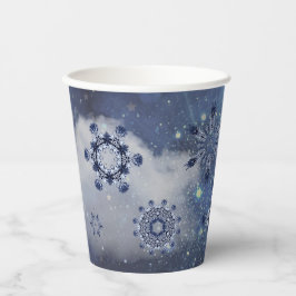 Blauwe sneeuw papieren bekers
