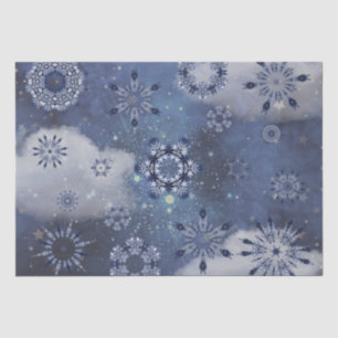 Blauwe sneeuw tissuepapier