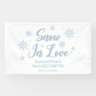 Blauwe sneeuw verliefd Winter Ski Bachelorette Spandoek