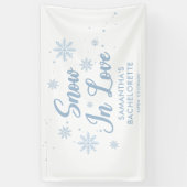Blauwe sneeuw verliefd Winter Ski Bachelorette Spandoek (Verticaal)