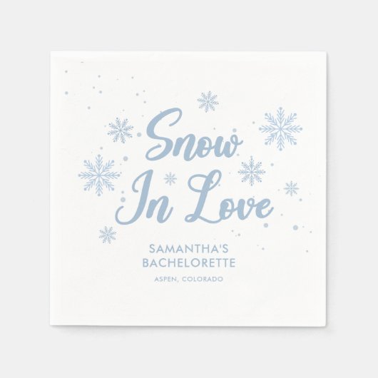 Blauwe Sneeuw verliefd Winter Ski Bruidsfeest Servet (Voorkant)