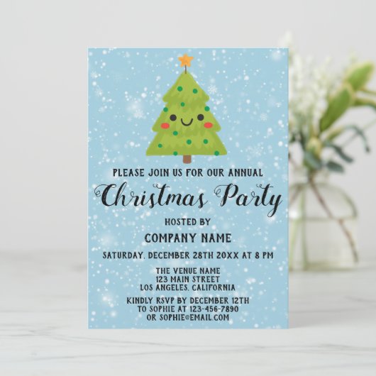 Blauwe sneeuw voor feestdagen kaart (Staand voorkant)