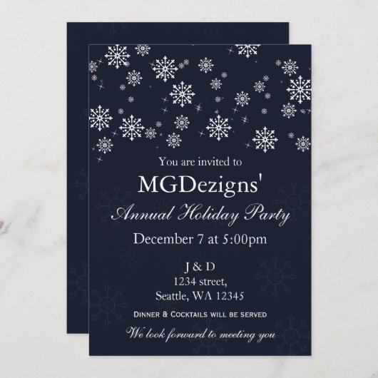 blauwe sneeuwfeestdag kaart (Voorkant / Achterkant)