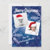 Blauwe sneeuwfotosjabloon feestdagenkaart (Voorkant)