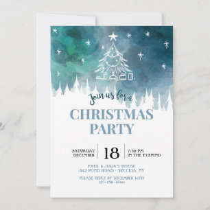 Blauwe Sneeuwige Kerstfeest Uitnodiging