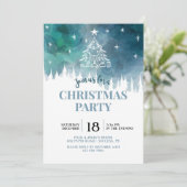 Blauwe Sneeuwige Kerstfeest Uitnodiging (Staand voorkant)