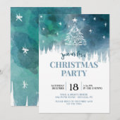 Blauwe Sneeuwige Kerstfeest Uitnodiging (Voorkant / Achterkant)