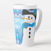 Blauwe Sneeuwman Art Latte Mok (Rechterhoek)